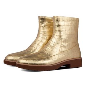 FITFLOP 💖Gold Kinbey Leather Boot NIB💖
